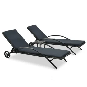 Anthracite gray synthetic rattan sun loungers with table by vidaXL, Loungers - Ref: Foro24-47747, Price: 357,51 €, Discount: %