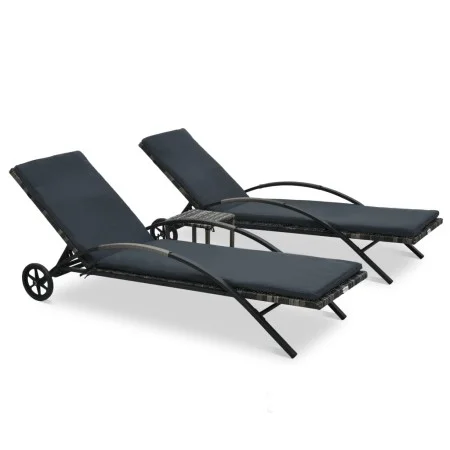 Anthracite gray synthetic rattan sun loungers with table by vidaXL, Loungers - Ref: Foro24-47747, Price: 357,51 €, Discount: %