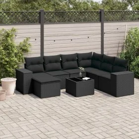 8-piece garden sofa set and black synthetic rattan cushions by , Garden sets - Ref: Foro24-3222904, Price: 553,50 €, Discount: %