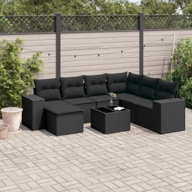 8-teiliges Gartensofa-Set und schwarze synthetische Rattankissen von , Gartensets - Ref: Foro24-3222904, Preis: 519,78 €, Rab...