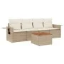 Garden sofa set with cushions 5 pieces beige synthetic rattan by , Modular outdoor sofas - Ref: Foro24-3224441, Price: 335,28...