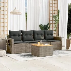 Garden sofa set with cushions 5 pieces gray synthetic rattan by , Modular outdoor sofas - Ref: Foro24-3224443, Price: 291,04 ...