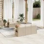 Garden sofa set with cushions 6 pieces beige synthetic rattan by , Modular outdoor sofas - Ref: Foro24-3224448, Price: 448,73...