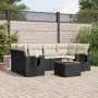 7-teiliges Garten-Essset und schwarze Kissen aus synthetischem Rattan von , Modulare Sofas für den Außenbereich - Ref: Foro24...