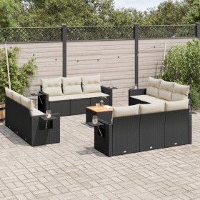 Garden sofa and cushion set 13 pieces black synthetic rattan by , Modular outdoor sofas - Ref: Foro24-3224495, Price: 837,01 ...