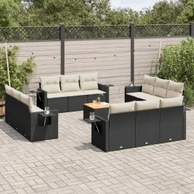 Garden sofa and cushion set 13 pieces black synthetic rattan by , Modular outdoor sofas - Ref: Foro24-3224495, Price: 880,19 ...