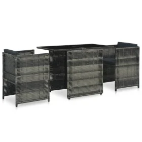 3-piece garden table and chairs set with gray synthetic rattan cushions by vidaXL, Garden sets - Ref: Foro24-47745, Price: 21...