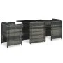 3-teiliges Gartentisch- und Stühle-Set mit grauen synthetischen Rattankissen von vidaXL, Gartensets - Ref: Foro24-47745, Prei...