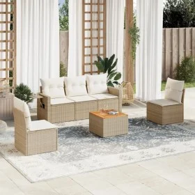 Garden sofa set with cushions 6 pieces beige synthetic rattan by , Modular outdoor sofas - Ref: Foro24-3224504, Price: 391,13...