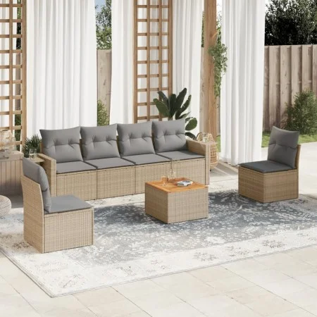 7-piece garden sofa set and beige synthetic rattan cushions by , Modular outdoor sofas - Ref: Foro24-3224512, Price: 419,68 €...