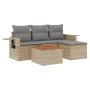 Garden sofa set with cushions 5 pieces beige synthetic rattan by , Modular outdoor sofas - Ref: Foro24-3224533, Price: 290,88...
