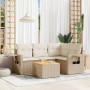 Garden sofa set with cushions 5 pieces beige synthetic rattan by , Modular outdoor sofas - Ref: Foro24-3224546, Price: 345,25...