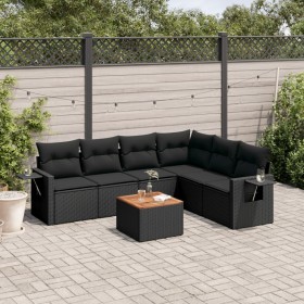 7-piece garden dining set and black synthetic rattan cushions by , Modular outdoor sofas - Ref: Foro24-3224578, Price: 439,11...