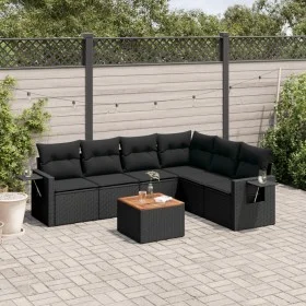 7-piece garden dining set and black synthetic rattan cushions by , Modular outdoor sofas - Ref: Foro24-3224578, Price: 467,73...