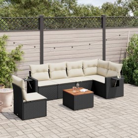 7-piece garden dining set and black synthetic rattan cushions by , Modular outdoor sofas - Ref: Foro24-3224586, Price: 393,69...