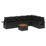 8-teiliges Gartensofa-Set und schwarze synthetische Rattankissen von , Modulare Sofas für den Außenbereich - Ref: Foro24-3224...