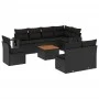 8-teiliges Gartensofa-Set und schwarze synthetische Rattankissen von , Modulare Sofas für den Außenbereich - Ref: Foro24-3224...