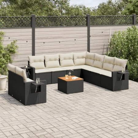 Garden sofa set 10 pieces with black synthetic rattan cushions by , Modular outdoor sofas - Ref: Foro24-3224628, Price: 601,6...