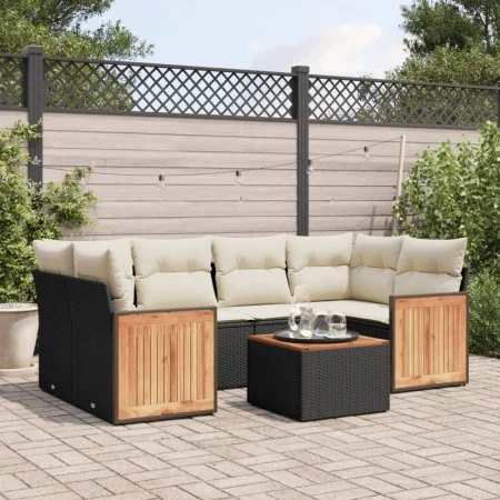 7-piece garden dining set and black synthetic rattan cushions by , Garden sets - Ref: Foro24-3227477, Price: 427,80 €, Discou...