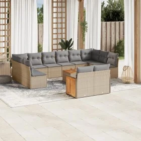 Garden sofa and cushion set 13 pieces beige synthetic rattan by , Garden sets - Ref: Foro24-3228131, Price: 826,14 €, Discoun...
