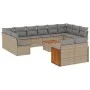 Garden sofa and cushion set 13 pieces beige synthetic rattan by , Garden sets - Ref: Foro24-3228131, Price: 826,14 €, Discoun...