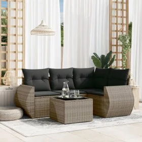Gartensofa-Set mit Kissen, 5-teilig, graues synthetisches Rattan von , Gartensets - Ref: Foro24-3221319, Preis: 343,71 €, Rab...