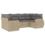 Garden sofa set with cushions 6 pieces beige synthetic rattan by , Modular outdoor sofas - Ref: Foro24-3221778, Price: 414,04...