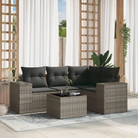 Garden sofa set with cushions 5 pieces gray synthetic rattan by , Modular outdoor sofas - Ref: Foro24-3222519, Price: 345,67 ...