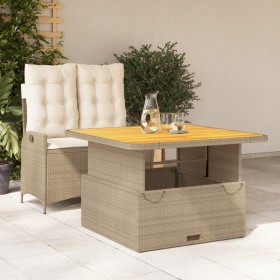 Set comedor de jardín 2 pzas con cojines ratán sintético beige