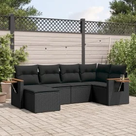 6-piece garden sofa set and black synthetic rattan cushions by , Garden sets - Ref: Foro24-3227014, Price: 409,04 €, Discount: %