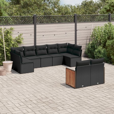 Set de sofás de jardín 8 piezas y cojines ratán sintético negro de , Conjuntos de jardín - Ref: Foro24-3227966, Precio: 563,6...