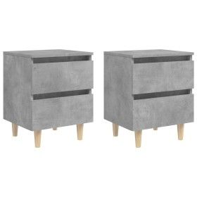 Nachttische mit Beinen 2 Stück graues Kiefernholz 40x35x50 cm von vidaXL, Nachttische - Ref: Foro24-805860, Preis: 73,82 €, R...