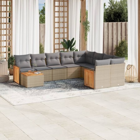 Juego de sofás jardín con cojines beige 10 pzas ratán sintético de , Conjuntos de jardín - Ref: Foro24-3227998, Precio: 556,5...