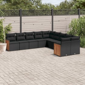 Garden sofa set 10 pieces with black synthetic rattan cushions by , Garden sets - Ref: Foro24-3228029, Price: 631,08 €, Disco...