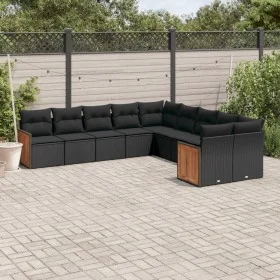Garden sofa set 10 pieces with black synthetic rattan cushions by , Garden sets - Ref: Foro24-3228029, Price: 659,80 €, Disco...