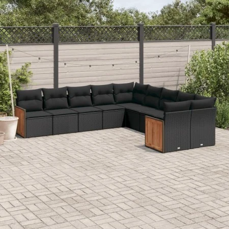 Garden sofa set 10 pieces with black synthetic rattan cushions by , Garden sets - Ref: Foro24-3228029, Price: 658,83 €, Disco...
