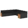 Garden sofa set 10 pieces with black synthetic rattan cushions by , Garden sets - Ref: Foro24-3228029, Price: 658,83 €, Disco...