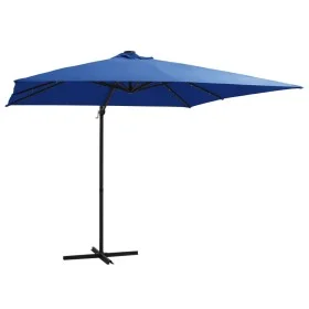 Cantilever parasol LED lights azure blue steel pole 250x250 cm by vidaXL, Umbrellas - Ref: Foro24-46997, Price: 120,18 €, Dis...