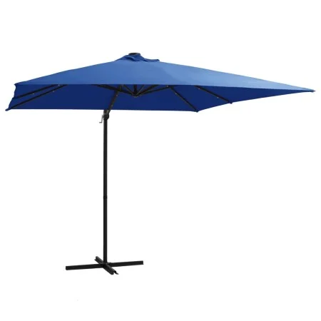 Cantilever parasol LED lights azure blue steel pole 250x250 cm by vidaXL, Umbrellas - Ref: Foro24-46997, Price: 120,04 €, Dis...