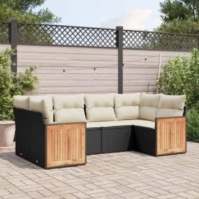 6-piece garden sofa set and black synthetic rattan cushions by , Garden sets - Ref: Foro24-3227939, Price: 388,22 €, Discount: %