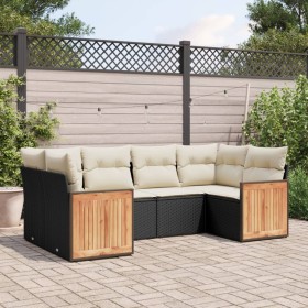 Set de sofás de jardín 6 piezas y cojines ratán sintético negro de , Conjuntos de jardín - Ref: Foro24-3227939, Precio: 366,6...