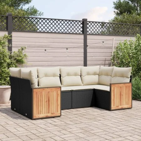 6-piece garden sofa set and black synthetic rattan cushions by , Garden sets - Ref: Foro24-3227939, Price: 388,22 €, Discount: %