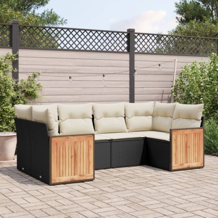 6-teilige Gartensofagarnitur und schwarze synthetische Rattankissen von , Gartensets - Ref: Foro24-3227939, Preis: 361,05 €, ...