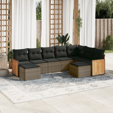 9-teiliges Gartenmöbel-Set und graue synthetische Rattankissen von , Gartensets - Ref: Foro24-3228223, Preis: 513,92 €, Rabat...