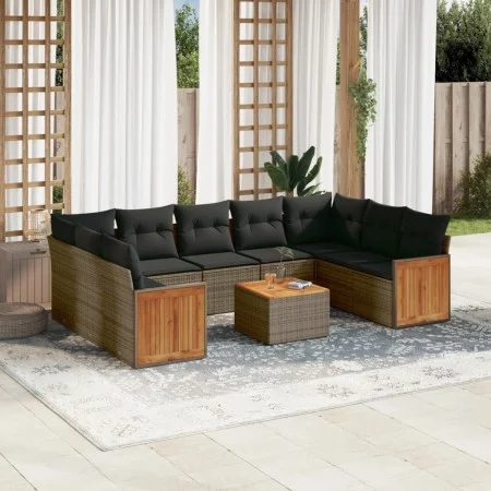 10-piece garden sofa set with gray synthetic rattan cushions by , Garden sets - Ref: Foro24-3227964, Price: 588,86 €, Discoun...