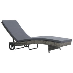 Lounger with wheels and cushion in anthracite gray synthetic rattan by vidaXL, Loungers - Ref: Foro24-47753, Price: 146,06 €,...