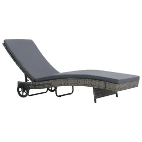 Lounger with wheels and cushion in anthracite gray synthetic rattan by vidaXL, Loungers - Ref: Foro24-47753, Price: 145,60 €,...