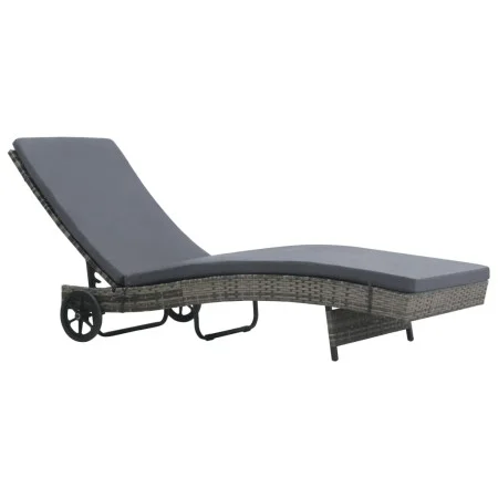 Lounger with wheels and cushion in anthracite gray synthetic rattan by vidaXL, Loungers - Ref: Foro24-47753, Price: 145,60 €,...