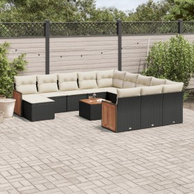 Set de sofás de jardín y cojines 13 pzas ratán sintético negro de , Conjuntos de jardín - Ref: Foro24-3228268, Precio: 724,86...