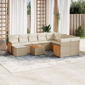11-teiliges Gartensofa-Set mit beigen synthetischen Rattankissen von , Gartensets - Ref: Foro24-3228242, Preis: 653,65 €, Rab...